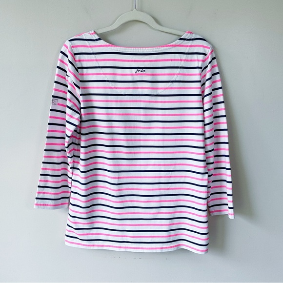 Joules Harbour Boat Neck Striped Breton Top in Neon Multi - Picture 3 of 11
